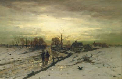 Schneeszene: Sonnenuntergang, 19. Jahrhundert von Ludwig Munthe